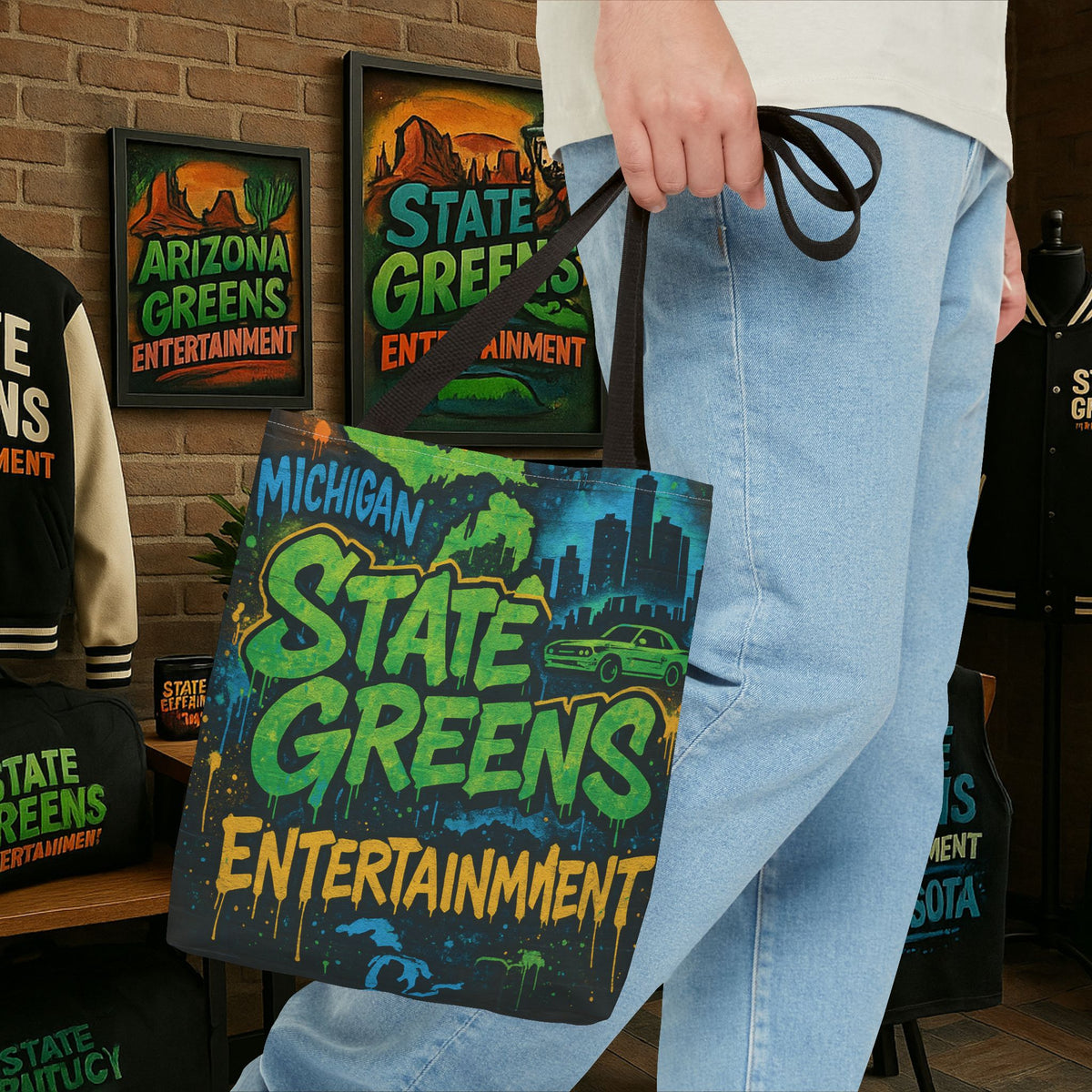Michigan State Greens Tote Bag, Fun Graphic Bag for Shopping, Arts & Crafts, Eco-Friendly Gift, Unique Design for Michigan Lovers, Festival